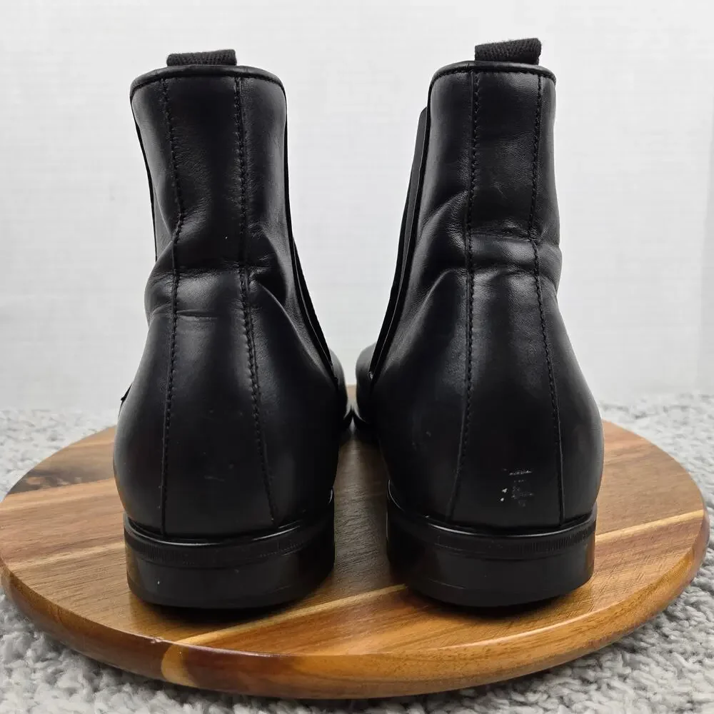 Aquatalia Mens 12 Black Leather Round Toe Casual Lifestyle Daily Chelsea Boots
